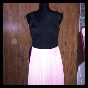 Baby pink and black high low dress